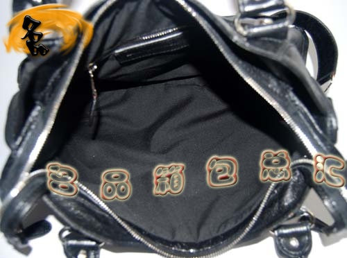 084332A Balenciaga機車包 單肩包 巴黎世家手提包 進口羊皮大銀釘時尚女包 黑色