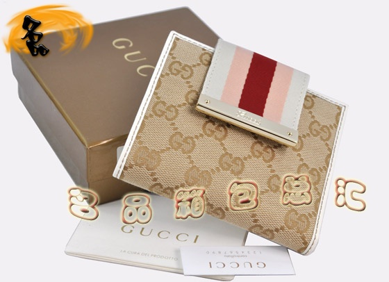 158931 Gucci錢(qián)包 Gucci帆布包 古奇女士錢(qián)包 Gucci短款錢(qián)夾 卡包 白配杏色