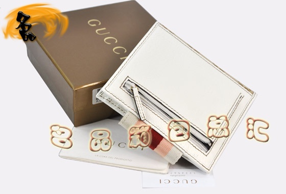 158931 Gucci錢(qián)包 Gucci帆布包 古奇女士錢(qián)包 Gucci短款錢(qián)夾 卡包 白配杏色