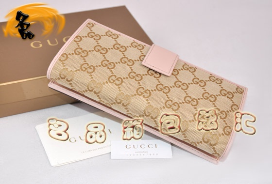 181593 一比一品質(zhì) 古奇雙G花布女士錢(qián)夾 Gucci長(zhǎng)款錢(qián)包 Gucci帆布包 杏配粉紅色