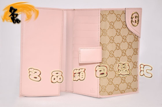 181593 一比一品質(zhì) 古奇雙G花布女士錢(qián)夾 Gucci長(zhǎng)款錢(qián)包 Gucci帆布包 杏配粉紅色