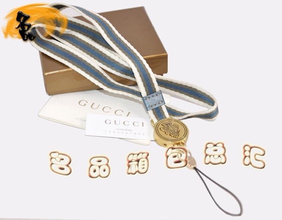 224076 Gucci手機鏈 古奇最新款掛件 Gucci手機掛飾 Gucci飾品 織帶 淺藍色