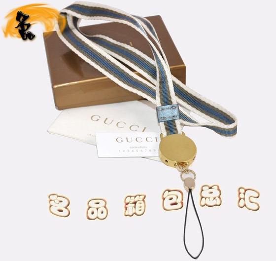 224076 Gucci手機鏈 古奇最新款掛件 Gucci手機掛飾 Gucci飾品 織帶 淺藍色