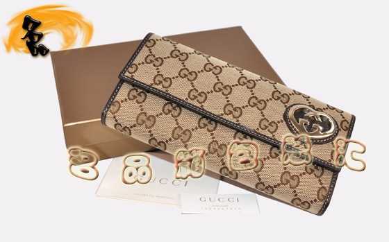 245728 Gucci雙G帆布錢(qián)包 Gucci時(shí)尚休閑女包 愛(ài)心 Gucci錢(qián)包 杏配深啡色