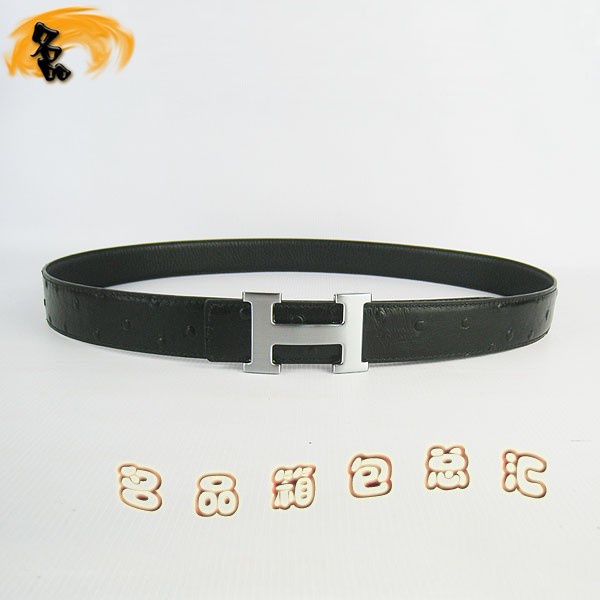 350 最新款?lèi)?ài)馬仕皮帶 Hermes皮帶 Hermes腰帶 鴕鳥(niǎo)紋黑色 銀扣(啞銀)3cm