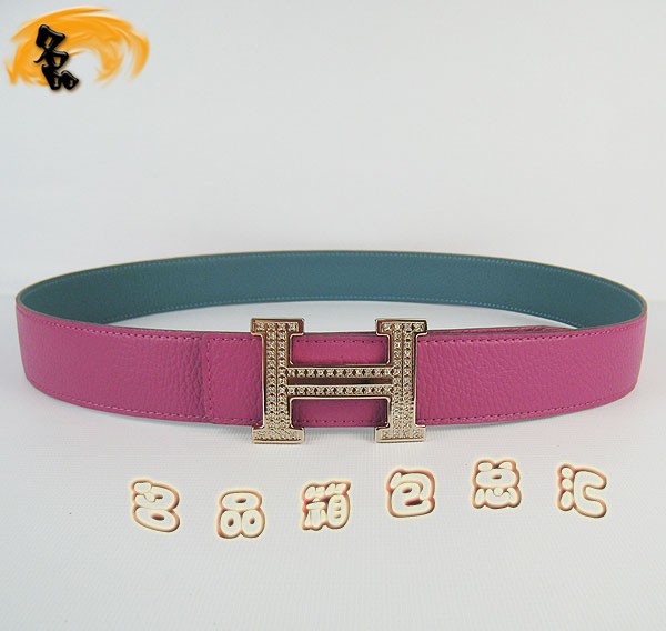 450 最新款愛(ài)馬仕皮帶 Hermes皮帶 Hermes腰帶 荔枝紋桃紅配中藍(lán) 金扣(帶鉆)3.8cm