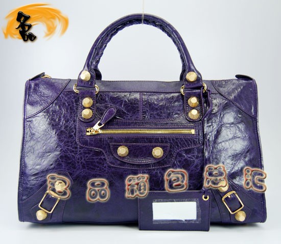 084324B Balenciaga女包 手提包 進口羊皮時尚休閑女包 巴黎世家手提包 深紫色