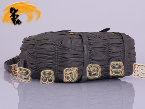 BL0397 普拉達最新款褶皺羊皮手提包 Prada斜挎包 普拉達休閑包 Prada女包 灰色