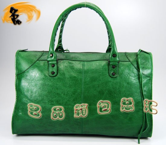 084324 Balenciaga機(jī)車(chē)包 單肩包 進(jìn)口羊皮時(shí)尚休閑女包 巴黎世家手提包 草綠色