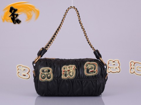 BL0651 普拉達最新款褶皺羊皮女包 Prada手拎包 Prada單肩包 原版一比一品質 啡色