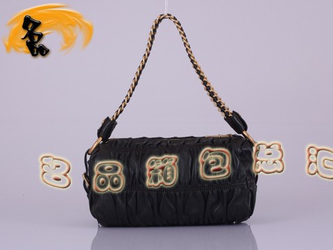 BL0651 普拉達最新款褶皺羊皮女包 Prada手拎包 Prada單肩包 原版一比一品質 啡色