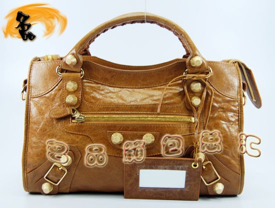 084332B 單肩包 Balenciaga女包 巴黎世家手提包 進口羊皮時尚休閑女包 駝色