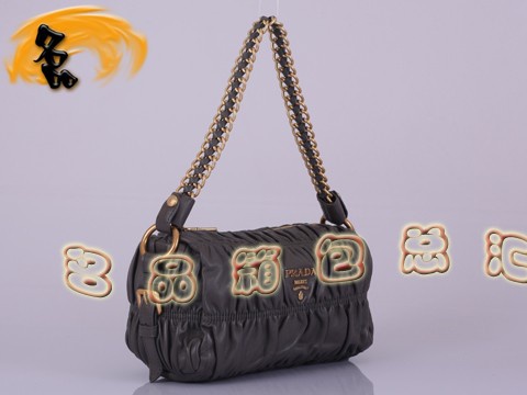 BL0651 普拉達最新款褶皺羊皮女包 Prada手拎包 Prada單肩包 原版一比一品質(zhì) 灰色