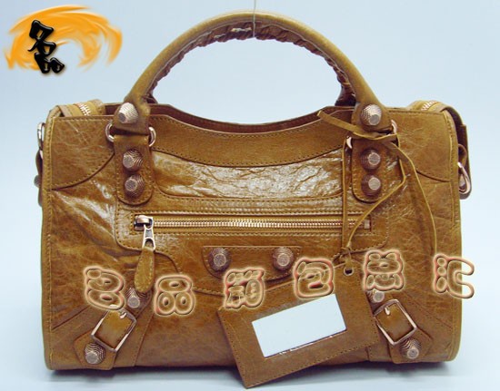 084332B Balenciaga女包 單肩包 巴黎世家手提包 進口羊皮時尚休閑女包 駝色