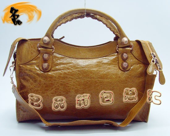 084332B Balenciaga女包 單肩包 巴黎世家手提包 進口羊皮時尚休閑女包 駝色
