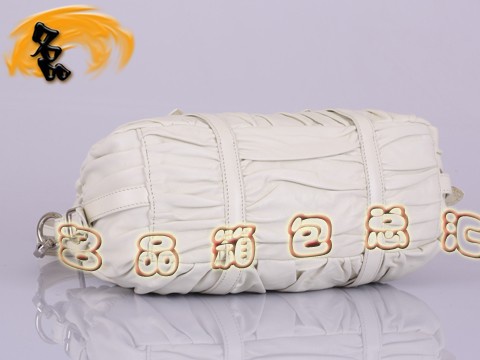 BN1407 正品品質 普拉達羊皮女士斜挎包 最新款褶皺系列女包 Prada手提包 白色