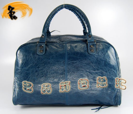 084355 進(jìn)口羊皮時(shí)尚休閑女包 Balenciaga女包 手提包 巴黎世家手提包 寶藍(lán)色