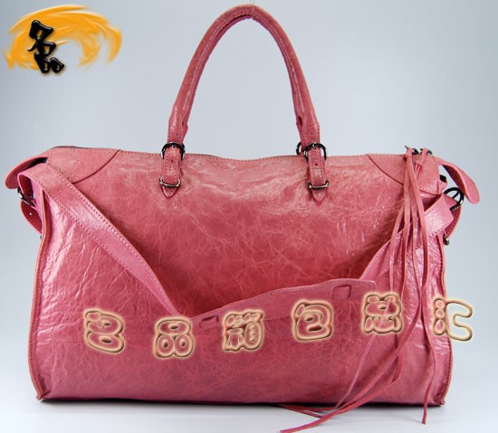 084340 單肩包 巴黎世家手提包 Balenciaga機車包 進口羊皮 時尚女包 粉紅色