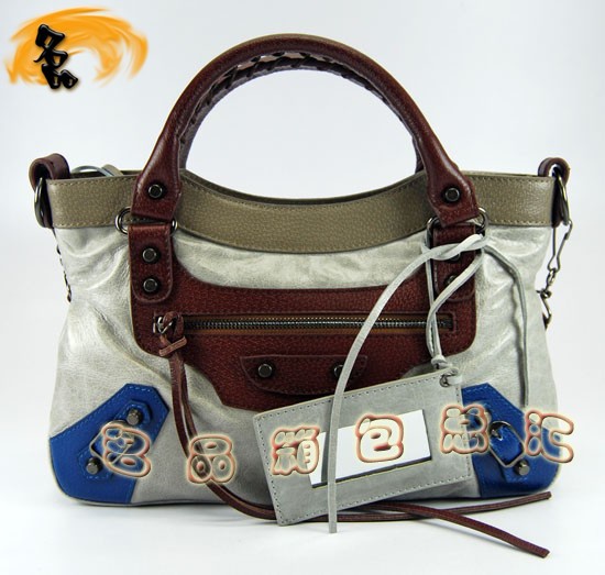 084331 Balenciaga女包 巴黎世家手提包 進口牛皮時尚休閑女包 淺灰色