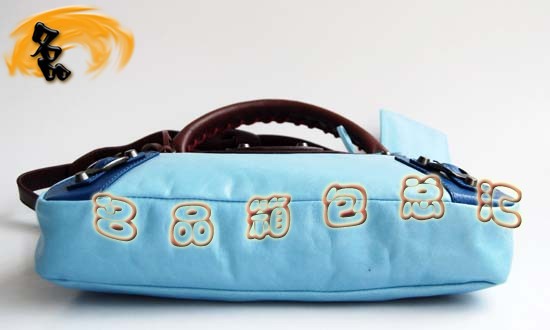 084331 Balenciaga手提包 巴黎世家女包 進口牛皮經典時尚女包 藍杏駝色