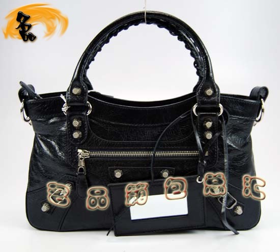 084324 Balenciaga手提包 巴黎世家單肩包 進口牛皮經典時尚女包 黑色