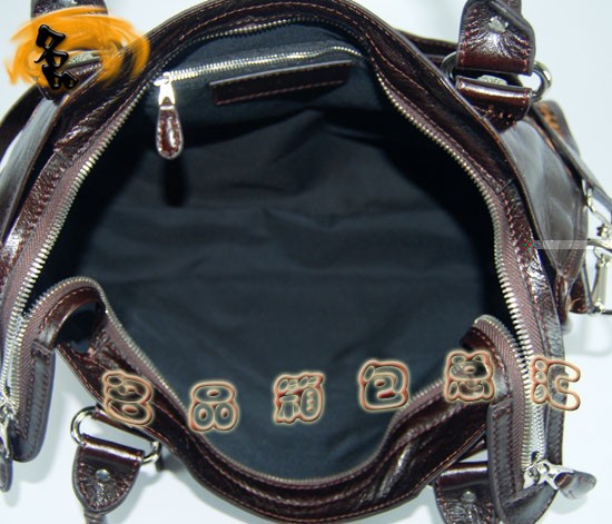 084332A Balenciaga機車包 巴黎世家單肩包 進口牛皮經典時尚女包 深啡色