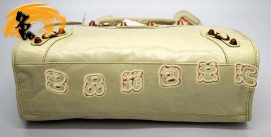 084332C Balenciaga單肩包 巴黎世家手提包 進口牛皮經典時尚女包 機車包 米白色