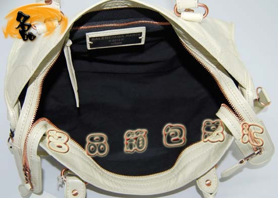 084332C Balenciaga單肩包 巴黎世家手提包 進口牛皮經典時尚女包 機車包 米白色