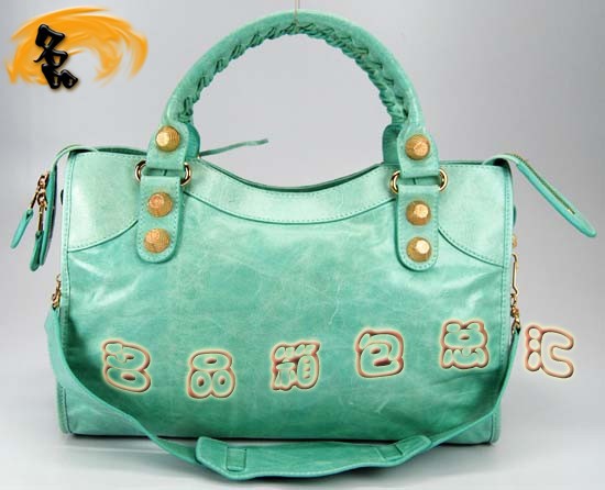 084332B Balenciaga機(jī)車包 巴黎世家單肩包 進(jìn)口牛皮時(shí)尚女包 手提包 湖水藍(lán)