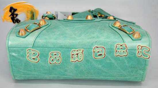 084332B Balenciaga機(jī)車包 巴黎世家單肩包 進(jìn)口牛皮時(shí)尚女包 手提包 湖水藍(lán)