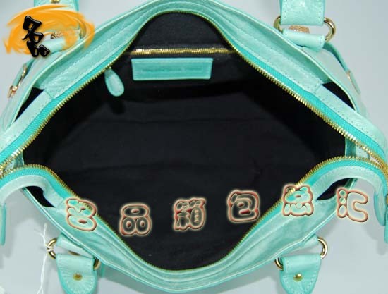 084332B Balenciaga機(jī)車包 巴黎世家單肩包 進(jìn)口牛皮時(shí)尚女包 手提包 湖水藍(lán)