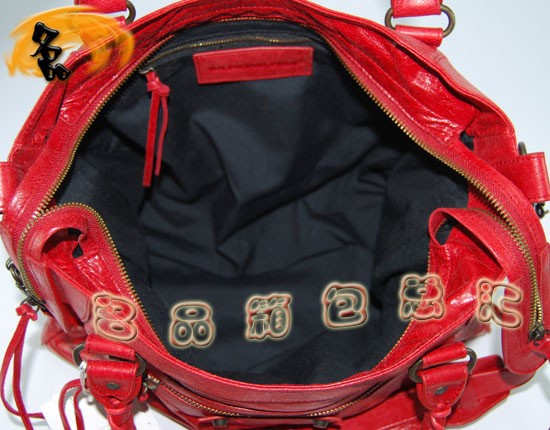084616 Balenciaga機車包 巴黎世家單肩包 進口牛皮經典時尚手提包 大紅色