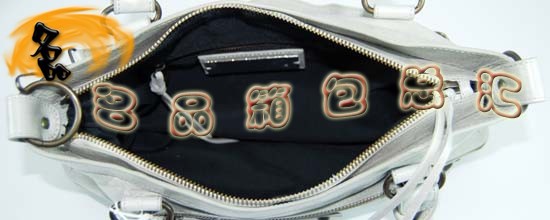 103208 巴黎世家機車包 Balenciaga單肩包 進口油皮時尚女包 手提包 淺灰色