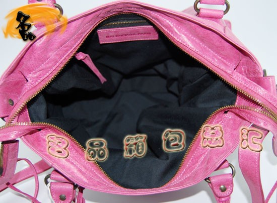 084616 Balenciaga機車包 巴黎世家單肩包 進口牛皮經典時尚女包 粉紅色