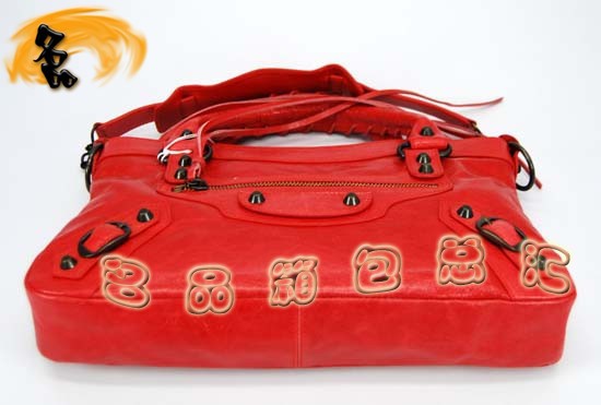 103208 巴黎世家機車包 Balenciaga單肩包 進口油皮時尚女包 手提包 淺紅色