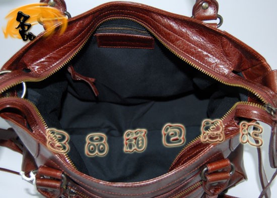 084616 Balenciaga機車包 巴黎世家單肩包 進口牛皮經典時尚女包 啡色