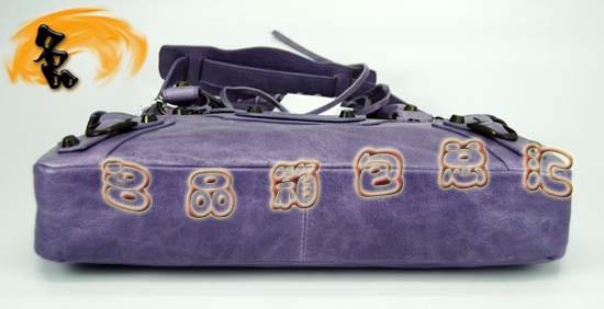 103208 巴黎世家機車包 Balenciaga單肩包 進口油皮時尚女包 手提包 淺紫色