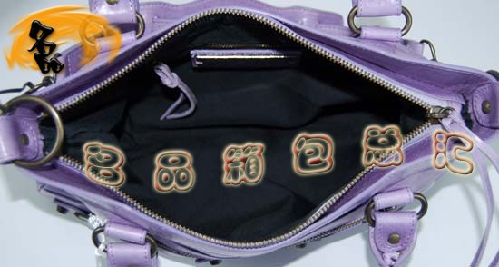 103208 巴黎世家機車包 Balenciaga單肩包 進口油皮時尚女包 手提包 淺紫色