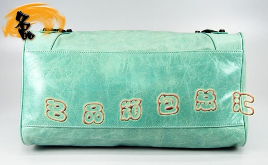 084616 Balenciaga機車包 巴黎世家單肩包 進口牛皮經典時尚手提包 湖水藍色