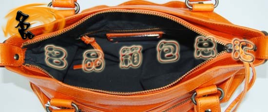 103208 巴黎世家機(jī)車包 Balenciaga單肩包 進(jìn)口油皮時(shí)尚女包 手提包 橙色