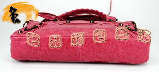 103208 巴黎世家機車包 手提包 Balenciaga單肩包 進口油皮時尚女包粉紅色