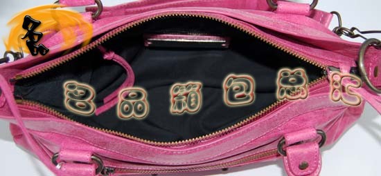 103208 巴黎世家機車包 手提包 Balenciaga單肩包 進口油皮時尚女包粉紅色