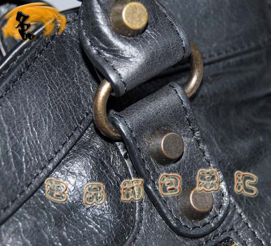 103208 Balenciaga單肩包 巴黎世家機車包 進口油皮時尚女包 手提包 黑色