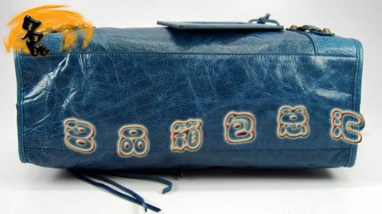 115748L 巴黎世家機(jī)車包 Balenciaga單肩包 進(jìn)口油皮時尚女包 手提包 寶藍(lán)色