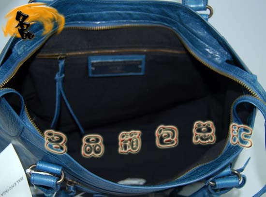 115748L 巴黎世家機(jī)車包 Balenciaga單肩包 進(jìn)口油皮時尚女包 手提包 寶藍(lán)色