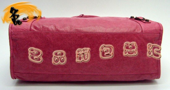 115748L 巴黎世家機車包 進口油皮時尚女包 Balenciaga單肩包 手提包 粉紅色