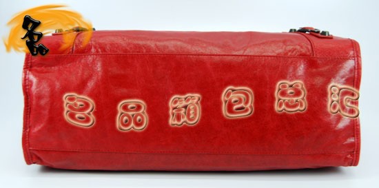115748L 巴黎世家機(jī)車包 Balenciaga單肩包 進(jìn)口油皮時尚女包 手提包 紅色