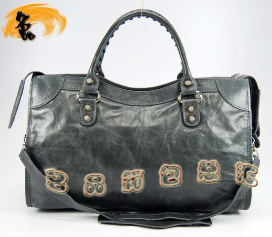 115748SA 巴黎世家手提包 Balenciaga單肩包 進口油皮時尚女包 機車包 深銀灰色