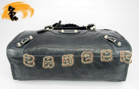 115748SA 巴黎世家手提包 Balenciaga單肩包 進口油皮時尚女包 機車包 深銀灰色