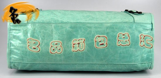 115748L 巴黎世家機車包 Balenciaga單肩包 進口油皮時尚女包 手提包 湖水藍色